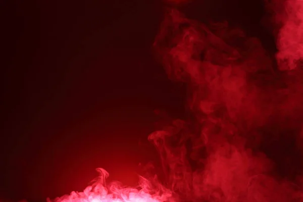 Red Dense Fluffy Puffs White Smoke Fog Black Background Nuvens — Fotografia de Stock