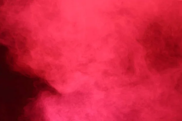 Red Dense Fluffy Puffs White Smoke Fog Black Background Abstract — стокове фото