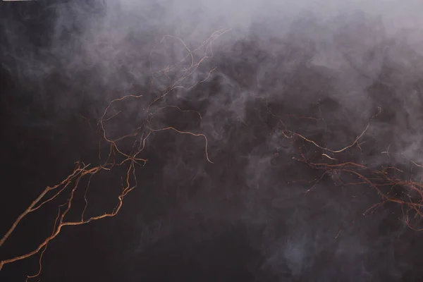 Nubes Densas Esponjosas Humo Blanco Niebla Sobre Fondo Negro Nubes —  Fotos de Stock