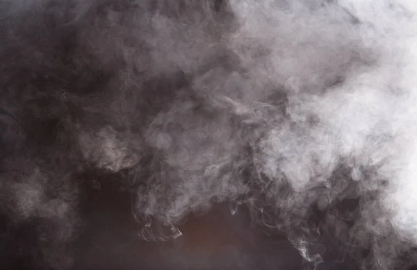 Dense Fluffy Puffs White Smoke Fog Black Background Abstract Smoke — стокове фото