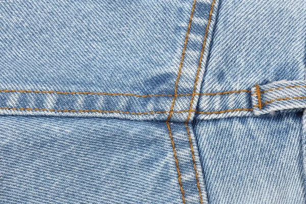 Jean Stof Textuur Achtergrond Een Deel Van Korte Blauwe Jeans — Stockfoto