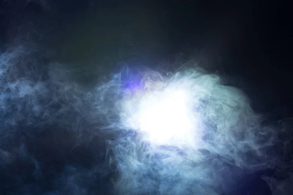 Dense Fluffy Puff White Smoke Fog Black Background Abstract Smoke — 스톡 사진