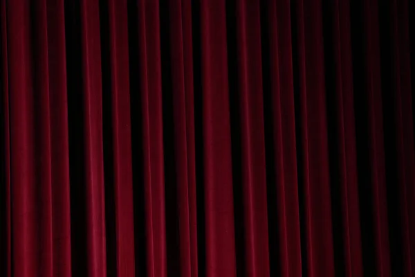 Rideau Rouge Fermer Avant Théâtre Drame Commencer Éclairage Nuance Couleur — Photo