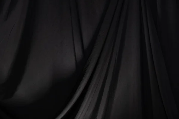 Zwarte Gordijn Gordijn Golf Met Studio Verlichting Behang Achtergrond Textuur — Stockfoto