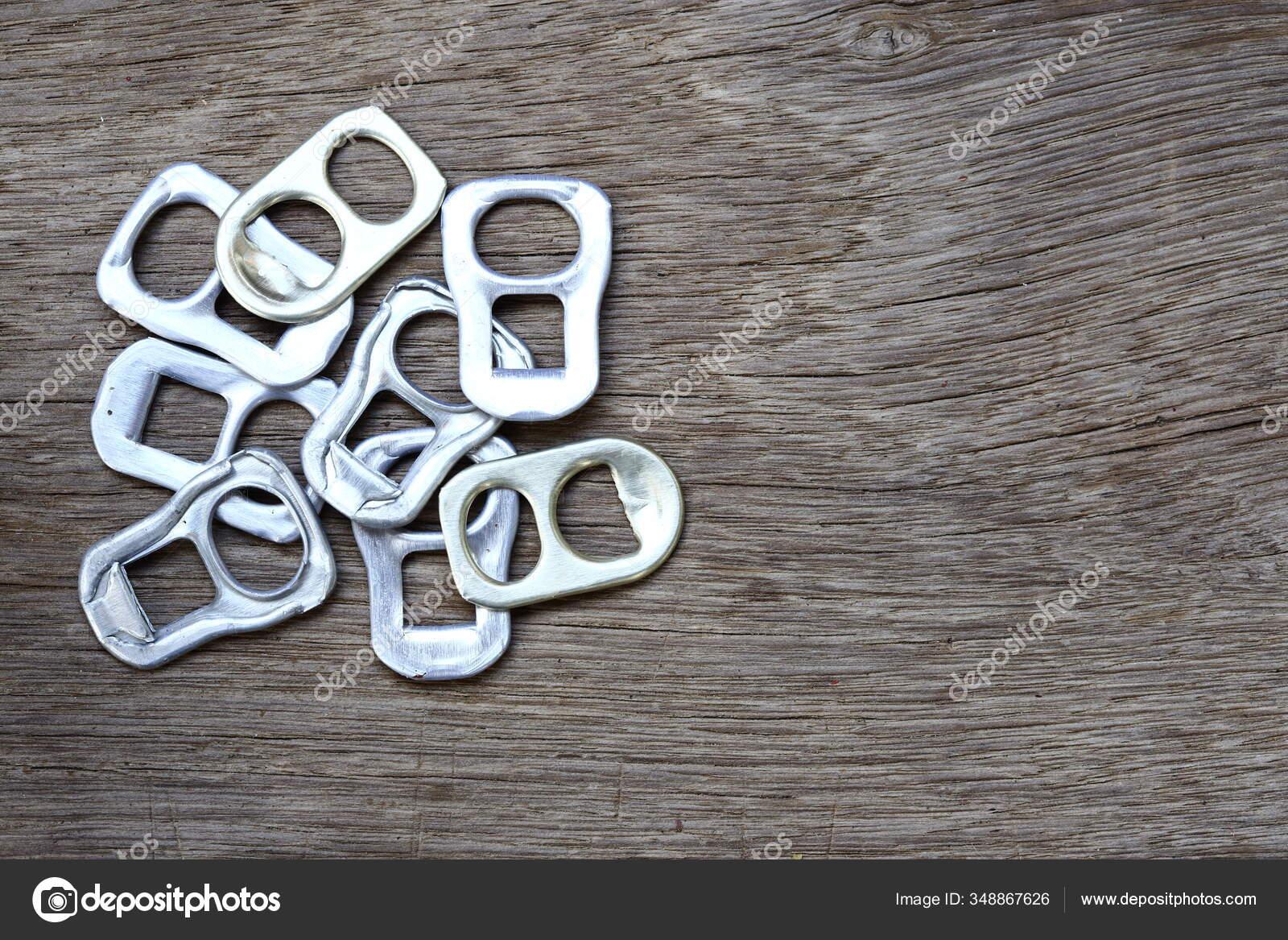 Can Cap Ring Pull Donation Wood Surface Bark Antique Old Stock Photo by