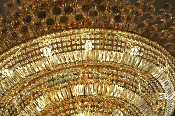 Chrystal Chandelier Plain Ceiling Background Close — Stock Photo, Image