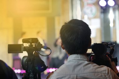 Video Production Camera social network live recording on Stage event which has interview session of contest, performance, concert or business seminar.  World Class Stage and ob switch team