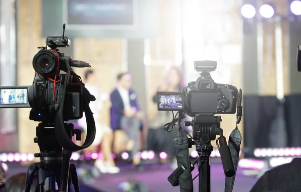 Produção Vídeo Câmera Gravação Vivo Rede Social Evento Stage Que — Fotografia de Stock