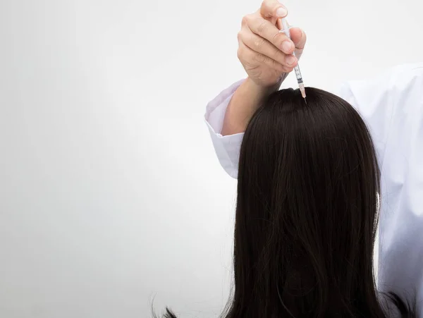 Aesthetics Doctor Inject Treatment Serum Vitamins Hair Fall Area Head — Stock Photo, Image