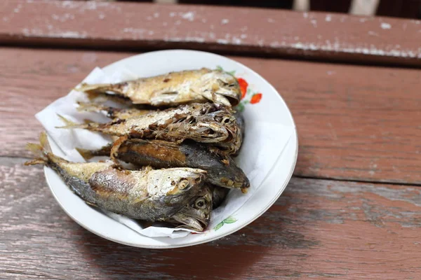 Mackerel fish fried local Thai urban food \
