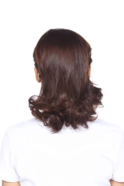 스타일 Rear View Brown Short Curl Color Asian Long Hair — 스톡 사진