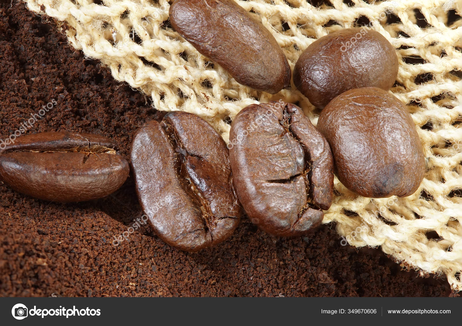 Bulk Roasted Coffee Beans Dark Brown Powder Bag Natural Windows — Stock