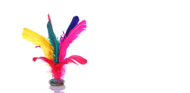 Renkli Shuttlecock kırmızı, pembe, sarı, yeşil, mavi, mor, beyaz arkaplanda
