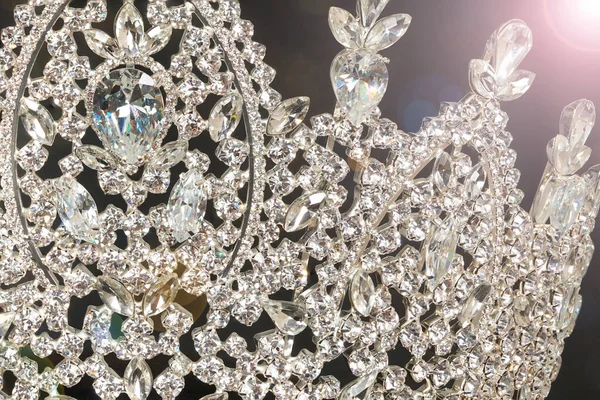 Diamon Ezüst Korona Miss Szépségverseny Crystal Tiara Díszíteni Sok Alakja — Stock Fotó