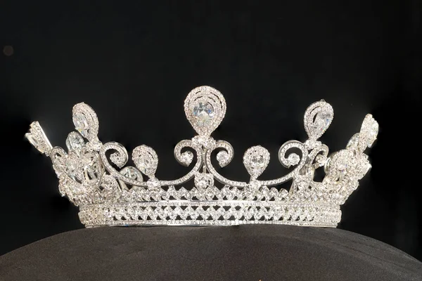 Diamon Silver Crown Konkurs Piękności Miss Pageant Crystal Tiara Ozdobić — Zdjęcie stockowe