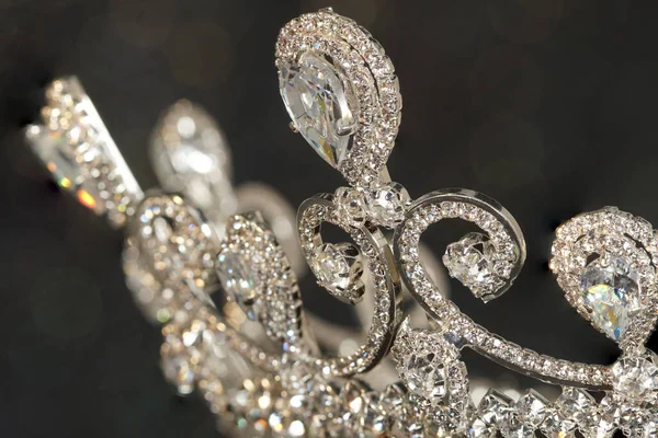 Diamon Silver Crown Για Μις Διαγωνισμός Ομορφιάς Pageant Crystal Tiara — Φωτογραφία Αρχείου