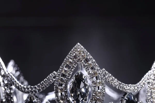 Diamond Silver Crown Miss Kauneuskilpailu Crystal Tiara Koruja Koristeltu Jalokivet — kuvapankkivalokuva