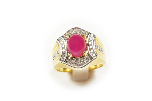 Υψηλής Αξίας Gems Stone Αξεσουάρ Χρυσό Διαμάντι Ruby Δαχτυλίδι Στη — Φωτογραφία Αρχείου