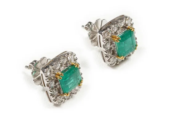 Accessoires Pierres Précieuses Grande Valeur Paire Boucles Oreilles Diamant Jade — Photo