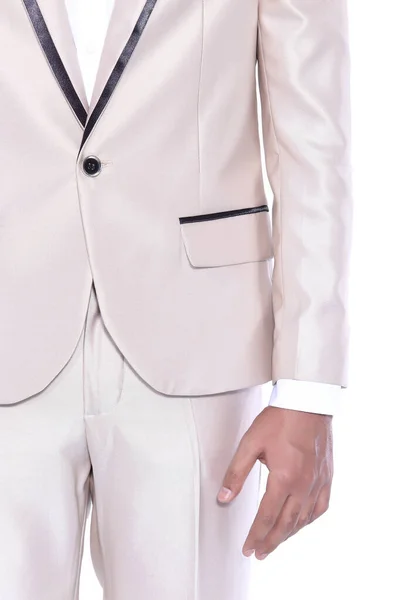 Light Cream Suit Tuxido Shoulder Arm Businessman White Shirt 스튜디오 — 스톡 사진