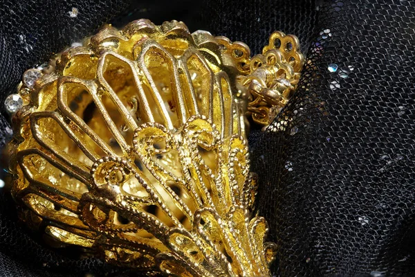 Dekoratív Dísz Thai Vintage Kiegészítők Gyémánt Merevítő Arany Nyaklánc Esküvői — Stock Fotó