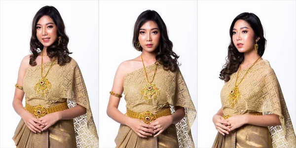 Goldenes Kleid Der Traditionellen Thailändischen Tracht Oder Südostasiatisches Gold Kleid — Stockfoto