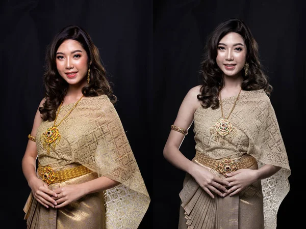 Золотий Одяг Тайського Традиційного Костюму Або Золотий Одяг Південно Східної — стокове фото