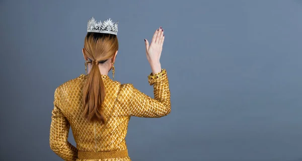 Miss Pageant Gyémánt Korona Thai Hagyományos Jelmezben Vagy Délkelet Ázsia — Stock Fotó