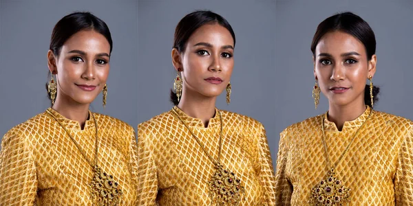 Goldenes Kleid Der Thailändischen Tracht Oder Südostasiatisches Gold Kleid Asiatischer — Stockfoto