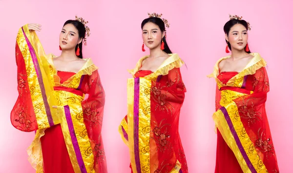 Dentelle Rouge Costume Traditionnel Chinois Opéra Asie Sud Est Robe — Photo