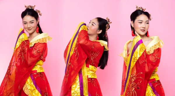 Encaje Oro Rojo Ópera Tradicional China Sudeste Asiático Vestido Rojizo —  Fotos de Stock