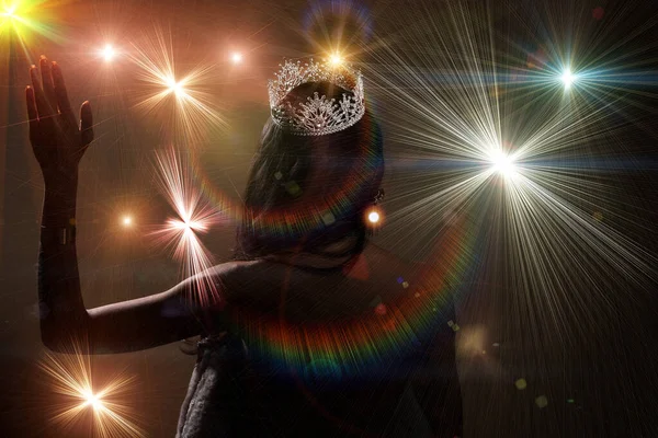 Πορτρέτο Της Μις Διαγωνισμός Ομορφιάς Pageant Ανοιχτή Πλάτη Βραδινό Γούνα — Φωτογραφία Αρχείου