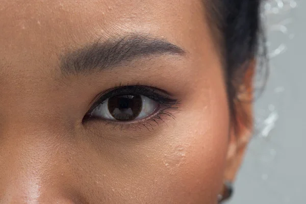 Primer Plano Macro Retrato Ojo Femenino Mujer Humana Ojos Lentes — Foto de Stock