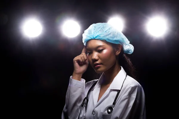 Asijské Krásné Lékař Zdravotní Sestra Žena Uniformě Stetoskopem Gumové Rukavice — Stock fotografie