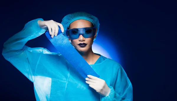 Glamour Aziatische Mooi Arts Verpleegkundige Vrouw Uniform Met Hygiëne Pet — Stockfoto