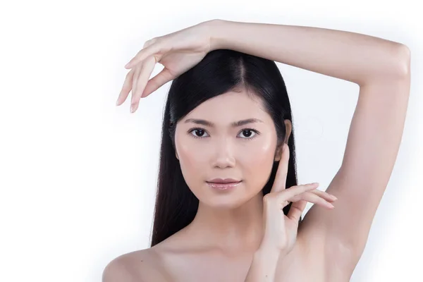 Beautiful Clean Skin Asian Woman Straight Black Hair Hands Arms — Φωτογραφία Αρχείου
