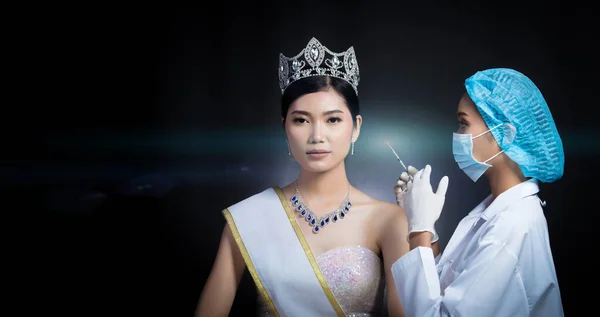Miss Beauty Queen Concurso Concurso Concurso Com Faixa Coroa Diamante — Fotografia de Stock