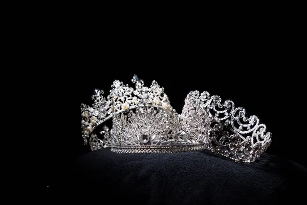 Diamond Silver Crown Miss Pageant Beauty Contest Crystal Tiara Sieraden — Stockfoto