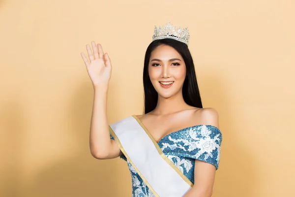Miss Schönheitswettbewerb Queen Contest Asian Evening Ball Gown Paillettenkleid Mit — Stockfoto