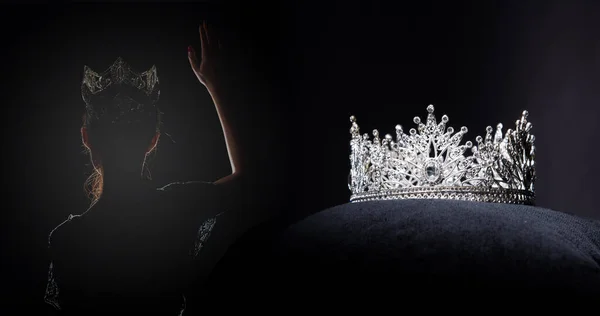 Diamond Silver Crown Miss Pageant Beauty Contest Crystal Tiara Jewelry — 스톡 사진