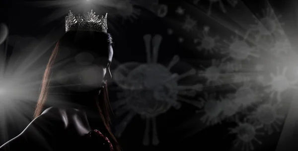Dünya Güzellik Yarışması Aura Işığıyla Boyutlu Korona Virüsünün Arka Planıyla — Stok fotoğraf