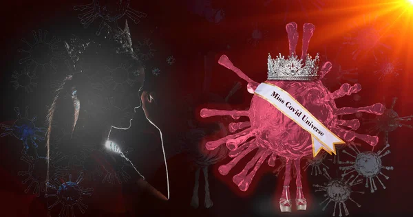 Diamond Silver Crown Sur Tête Silhouette Miss Concours Beauté Concours — Photo