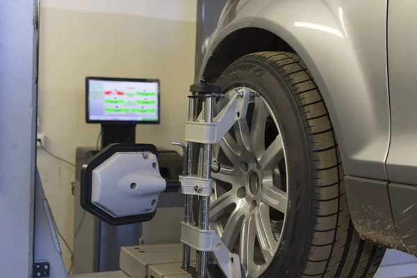 Carro Stand Com Sensores Sobre Rodas Para Alinhamento Rodas Camber — Fotografia de Stock