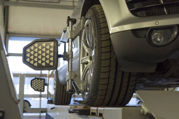 Carro Stand Com Sensores Sobre Rodas Para Alinhamento Rodas Camber — Fotografia de Stock