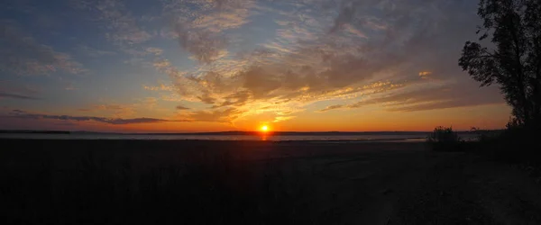 Pôr Sol Rio Grande Panorama Verão Rússia Ural Região Perm — Fotografia de Stock