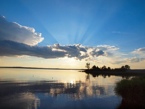 Sunset Big River Summer Russia Ural Perm Region — Stock Photo, Image