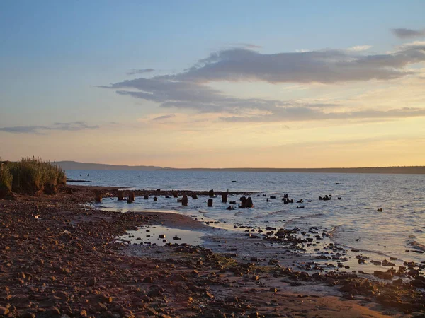 Puesta Sol Gran Río Verano Rusia Ural Región Perm — Foto de Stock