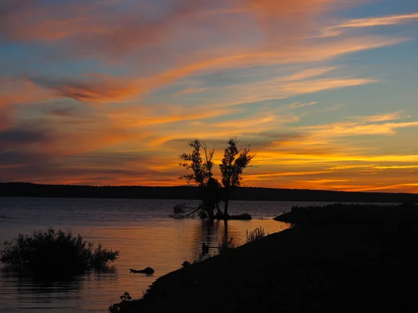 Pôr Sol Rio Grande Verão Rússia Ural Região Perm — Fotografia de Stock