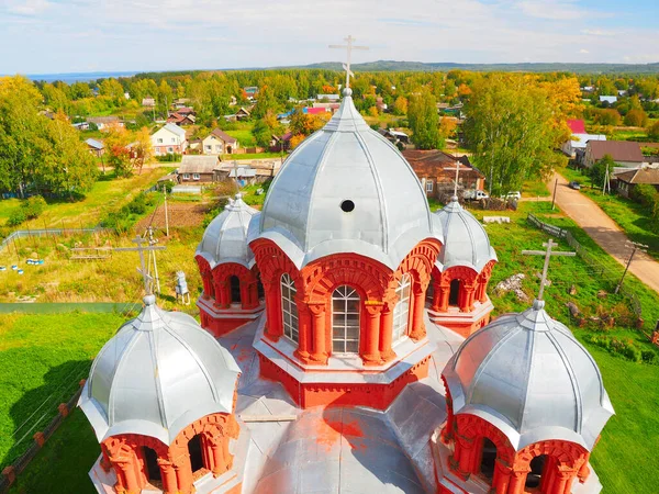 Uitzicht Vanaf Klokkentoren Orthodoxe Kerk Kleine Russische Stad Rusland Oeral — Stockfoto