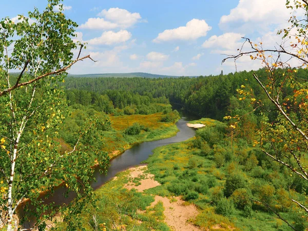 Uitzicht Bergrivier Vanaf Klif Reserve Rusland Ekaterinburg Regio Sverdlovsk — Stockfoto